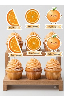 12 Li Portakal Cupcake Kürdan Süsü 12 Li Portakal Cupcake Kürdan Süsü