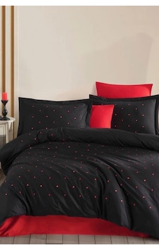Lubow Poplin Nakışlı Çift Kişilik Nevresim Takımı Premium Siyah Siyah Lubow Poplin Nakışlı Çift Kişilik Nevresim Takımı Premium Siyah Siyah