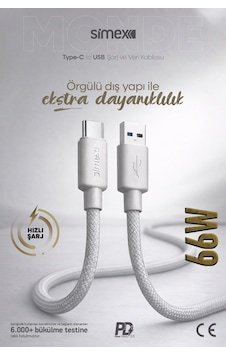 Simex 66w Usb To Type-c Süper Hızlı Şarj Kablosu - Samsung, Huawei, Honor, Vivo, Uyumlu Gri, 1 Metre Simex 66w Usb To Type-c Süper Hızlı Şarj Kablosu - Samsung, Huawei, Honor, Vivo, Uyumlu Gri, 1 Metre