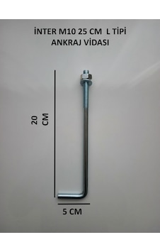 İnter L Tipi Ankraj Vidası M10 25cm 25 CM İnter L Tipi Ankraj Vidası M10 25cm 25 CM