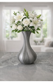 3d Tasarım Dekoratif Vazo 21 Cm Gümüş Gri 3d Tasarım Dekoratif Vazo 21 Cm Gümüş Gri