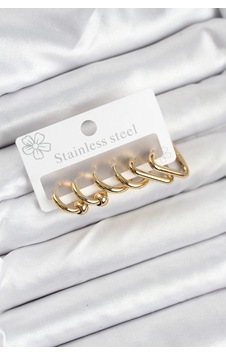 Mey İthalat 316l Çelik Gold Renk Kadın Küpe Seti Altın Mey İthalat 316l Çelik Gold Renk Kadın Küpe Seti Altın