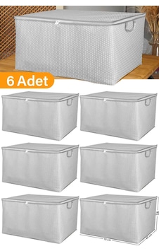 Serstil 6 Adet - Maxi Boy Gri Benekli Yastık / Battaniye Hurcu - 70x45x40 Cm Beyaz Serstil 6 Adet - Maxi Boy Gri Benekli Yastık / Battaniye Hurcu - 70x45x40 Cm Beyaz