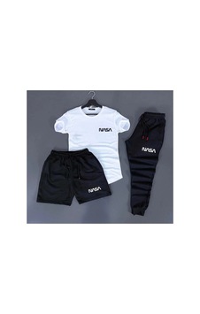 Unisex Yazlık Nasa Baskılı Şort T-shirt Eşofman Altı 3 Lü Set Bssort Siyah Unisex Yazlık Nasa Baskılı Şort T-shirt Eşofman Altı 3 Lü Set Bssort Siyah