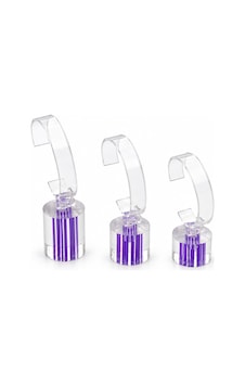 Saat Standı 3'lü Set Lazer Model Oval Lila Pleksi Saat Standı