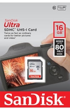 Sandisk  16Gb Sd Kart  80 Mbs