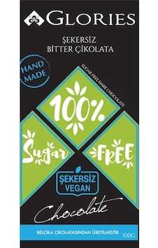 Glories Şekersiz Vegan Çikolata 100 G