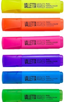 Valetta Meno 6'lı Canlı Renk Fosforlu Highlighter Kalem Seti Valetta Meno 6'lı Canlı Renk Fosforlu Highlighter Kalem Seti