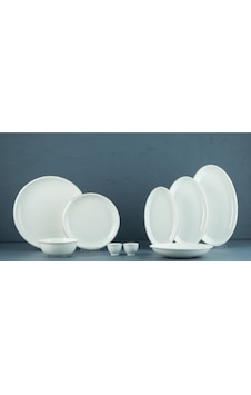 Evaliza Platin Elegant 30 Parça Yemek Takımı- 6 Kişilik Beyaz - Platin