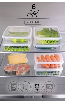 Kitchen Life 6 lı 2300 ML Buzdolabı ve Mikrodalga Saklama Kabı - Buzdolabı Organizeri Saklama Kutusu Şeffaf Kitchen Life 6 lı 2300 ML Buzdolabı ve Mikrodalga Saklama Kabı - Buzdolabı Organizeri Saklama Kutusu Şeffaf