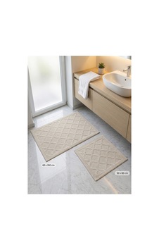 Aleyna 2'li Banyo Paspas Takımı %65 Pamuk Yüksek Emici Pamuklu Banyo Paspası 60x100 Cm + 50x60 Cm Krem Aleyna 2'li Banyo Paspas Takımı %65 Pamuk Yüksek Emici Pamuklu Banyo Paspası 60x100 Cm + 50x60 Cm Krem