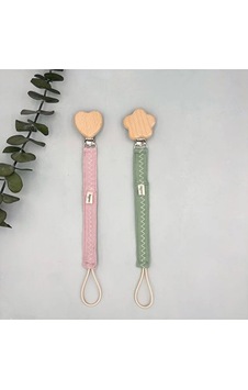 Zuppers Müslin Emzik Askısı 2'li Set Roza - Mint Çok Renkli