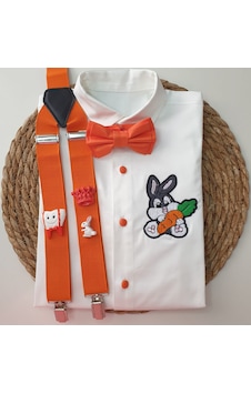 Cool Party Shop Diş Buğday Askı Papyon Gömlek Turuncu