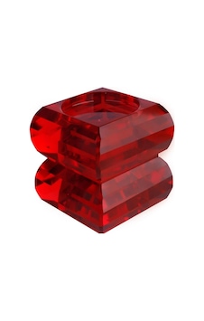 Lucky Art Kristal 2 Boğumlu Kırmızı Mumluk 12cm Lucky Art Kristal 2 Boğumlu Kırmızı Mumluk 12cm