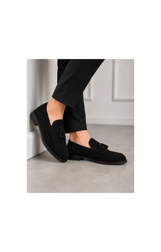Yalçın Erkek Siyah Püsküllü Loafer Günlük Klasik Süet Ayakkabı Siyah - 905433463 Siyah