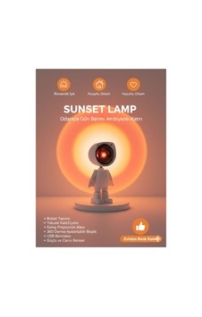 Robot Tasarım Sunset Lamp - 360 Derece Dönebilir Başlıklı Gün Batımı Projeksiyon Gece Lambası Beyaz Robot Tasarım Sunset Lamp - 360 Derece Dönebilir Başlıklı Gün Batımı Projeksiyon Gece Lambası Beyaz