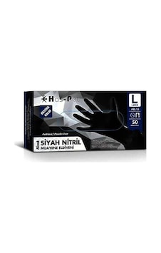 Haspet L Ekstra Kalın Nitril Siyah 50 Li Large Büyük Boy