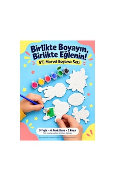 5 Li Marvel Karakter Boyama Seti 5 Figür, 6 Renk Boya Ve Fırça Dahil Çocuk Aktivite Seti