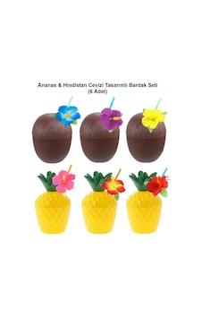 Ananas & Hindistan Cevizi Tasarımlı Pipetli Bardak Seti 6 Adet Ananas & Hindistan Cevizi Tasarımlı Pipetli Bardak Seti 6 Adet