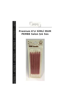 Premium 6 Lı Simli Mum Pembe Salon Şık Süs Premium 6 Lı Simli Mum Pembe Salon Şık Süs
