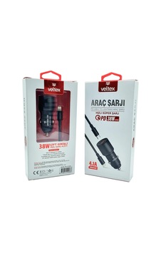 4.1a 38w Pd To Lightning Metal Araç Şarj Aleti Veltex Vtx-103