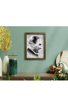 Bk Home Atatürk Tasarımlı Doğal Masif Ahşap Çerçeveli Tablo-33 (551056325) Bk Home Atatürk Tasarımlı Doğal Masif Ahşap Çerçeveli Tablo-33 (551056325)