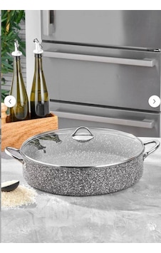 Taç Ultra Granit Basık Tencere Metal Saplı 40 Cm Tac-3727 Gri Taç Ultra Granit Basık Tencere Metal Saplı 40 Cm Tac-3727 Gri