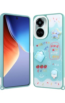 Goocamp Tecno Camon 19 Pro Kılıf Parlayan Simli Kabartma Figürlü Cevze Kapak - Yeşil Yeşil