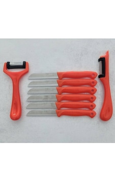 Solingen 6'lı Meyve-sebze-doğrama Bıçağı Ve 2'li Soyacak 8'li Set Turuncu Metal Solingen 6'lı Meyve-sebze-doğrama Bıçağı Ve 2'li Soyacak 8'li Set Turuncu Metal