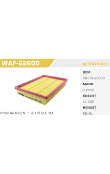 WINKEL WAF-22600 Hava Filtresi Accent Mılenyum Admire 00-06 1.3 1.5 1.6 WINKEL WAF-22600 Hava Filtresi Accent Mılenyum Admire 00-06 1.3 1.5 1.6