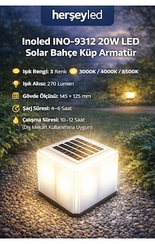 Inoled Ino-9312 20w Led Solar Bahçe Küp Armatür