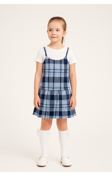 Noble Kids Kız Çocuk Askılı Ekose Elbise Mavi Noble Kids Kız Çocuk Askılı Ekose Elbise Mavi