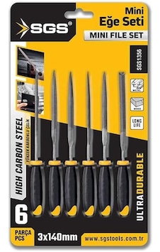 Sgs Mini Eğe Seti, 6 Parça, 3x140 Mm, Metal El Aleti, Model Sgs1356 Sgs Mini Eğe Seti, 6 Parça, 3x140 Mm, Metal El Aleti, Model Sgs1356