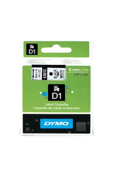 Dymo D1 43613 Yedek Şerit 6 MM x 7 M Beyaz-Siyah