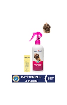 Pati Balm %100 Doğal Kedi Köpek Nemlendirici 40gr + Pati Temizleme Spreyi Koku Ve Kir Giderici 300ml