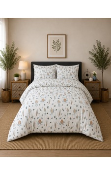 Çift Kişilik Nevresim Takımı %100 Pamuk 200x220 Lastikli Çarşaflı 160x200 Beyaz