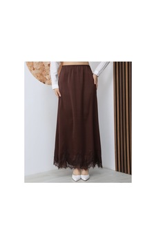 Moda Banuş Kahverengi Dantel Detay Saten Uzun Lastikli Etek Kahverengi Kahverengi Moda Banuş Kahverengi Dantel Detay Saten Uzun Lastikli Etek Kahverengi Kahverengi