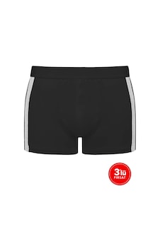 Sementa Sam Erkek Modal Iki Renkli Boxer 3'Lü Paket - Siyah