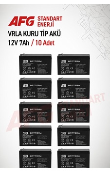 10 Adet Sb Battery 12v 7ah Bakımsız Kuru Akü