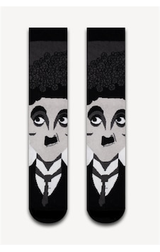 Bidigago Charlie Chaplin Desenli Unisex Çorap Siyah