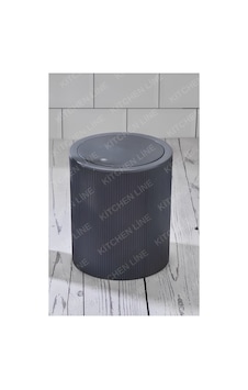Yuvarlak Çöp Kovası Çizgi Model Plastik 7lt Koyu Gri Gri Yuvarlak Çöp Kovası Çizgi Model Plastik 7lt Koyu Gri Gri