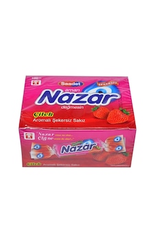Nazar Tekli Çilek Aromalı Sakız 100 Adet Nazar Tekli Çilek Aromalı Sakız 100 Adet