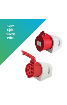 Filşarj Eğik Duvar Prizi Üç Faz 5x32a 3p+n+pe Ip44 Kırmızı Filşarj Eğik Duvar Prizi Üç Faz 5x32a 3p+n+pe Ip44 Kırmızı