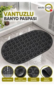Kaydırmaz Duşakabin Banyo Ve Duş Paspası Masajlı Vantuzla Yapışır 37 X 69 Cm M-142 Siyah Kaydırmaz Duşakabin Banyo Ve Duş Paspası Masajlı Vantuzla Yapışır 37 X 69 Cm M-142 Siyah