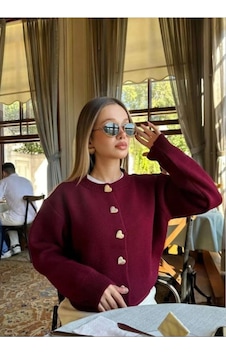 Sayzen Your Shine Sayzen Kalpli Düğme Basic Hirka Sy-kalp01 Bordo