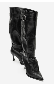 Luvi Shoes Marcella Siyah Kemerli Kadın İnce Topuklu Çizme Luvi Shoes Marcella Siyah Kemerli Kadın İnce Topuklu Çizme