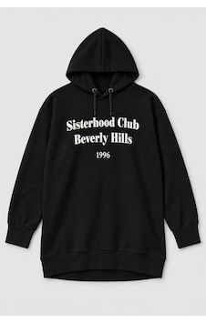 Markapia Kadın Kapüşonlu Yazı Baskılı Tunik Sweatshirt SiYAH Markapia Kadın Kapüşonlu Yazı Baskılı Tunik Sweatshirt SiYAH