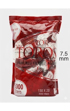 Toros Pamuklu Ağızlık Filtre 8mm 20x150 3000 Toros Pamuklu Ağızlık Filtre 8mm 20x150 3000