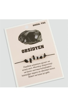 Obsidyen Doğaltaşlı İp Bileklik 0190 Siyah Obsidyen Doğaltaşlı İp Bileklik 0190 Siyah