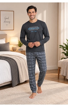 Wordex Falkom 5804 İnterlok Kışlık Kalın Kumaşlı Ekose Pijamalı Erkek Ev Pijama Takımı Antrasit Wordex Falkom 5804 İnterlok Kışlık Kalın Kumaşlı Ekose Pijamalı Erkek Ev Pijama Takımı Antrasit